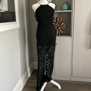 Haute & Rebellion lace overlay, open back jumpsuit